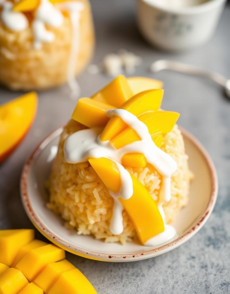 Mango sticky rice dessert