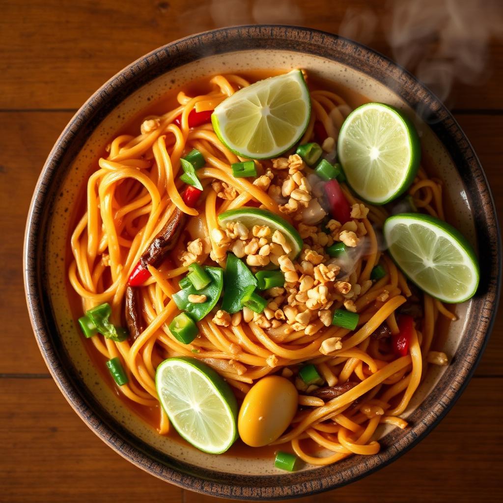 Signature Pad Thai with lime and crushed peanuts